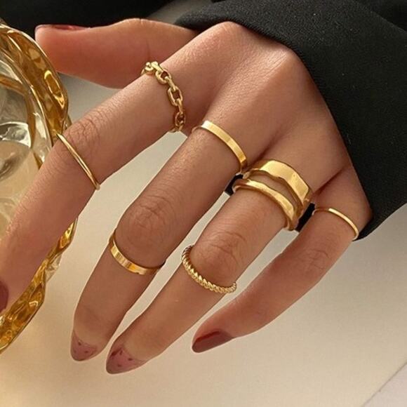 Gold Knuckle Rings Set for Women Rings Size Mixed - Picture 1 of 4